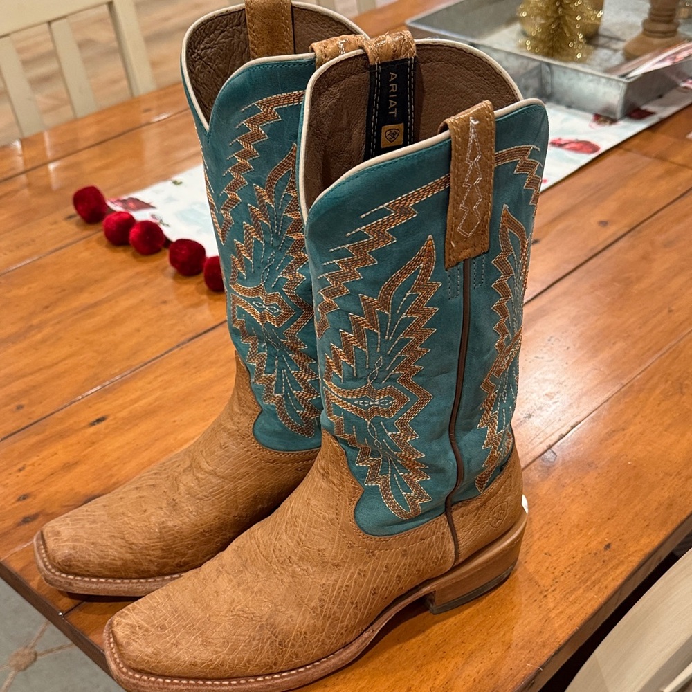 Ariat Turquoise and Brown Cowboy Boots